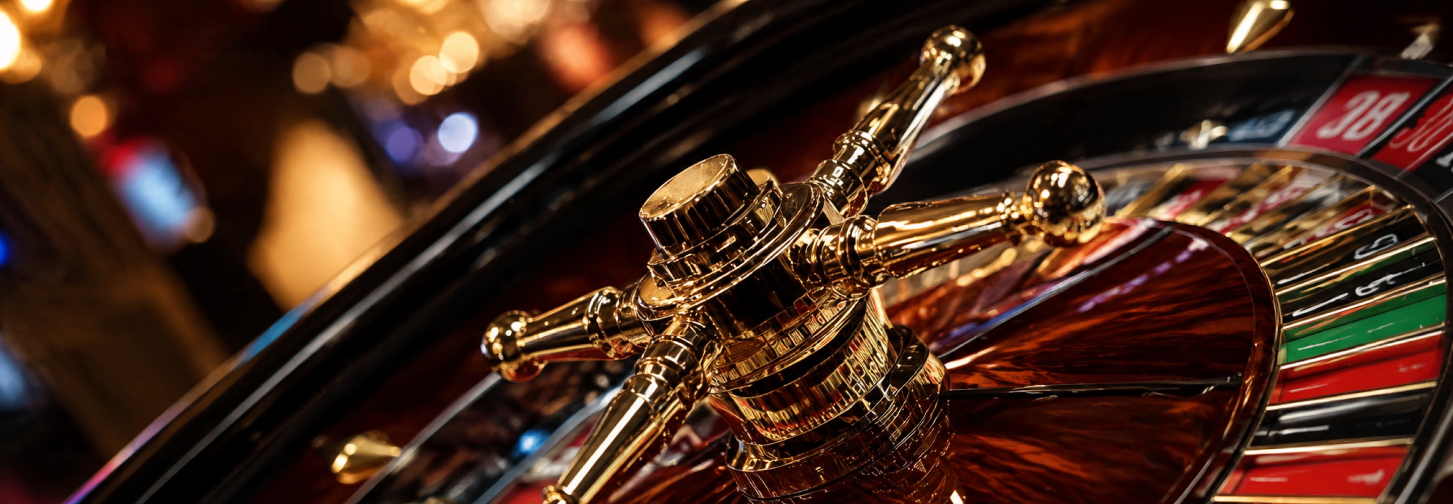 Close-up of a gold roulette wheel spindle